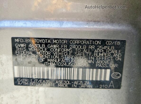 JTHBA1D24J5073270 2018 LEXUS IS Silver Widok komory silnika