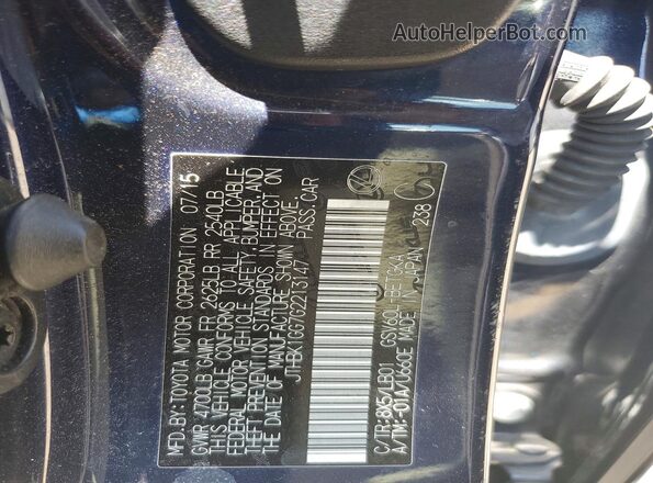 JTHBK1GG7G2213147 2016 LEXUS ES Blue Vista del compartimento del motor