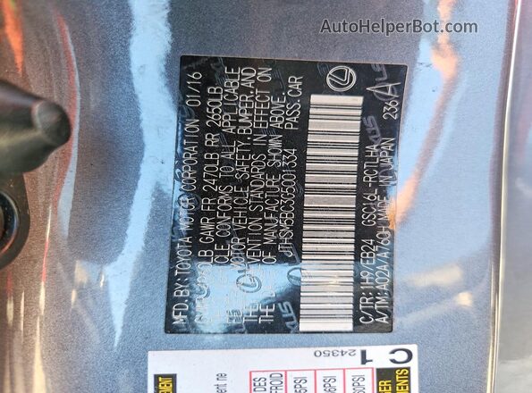 JTHSM5BC3G5001334 2016 LEXUS RC Gray Շարժիչի բաժամունքի տեսք