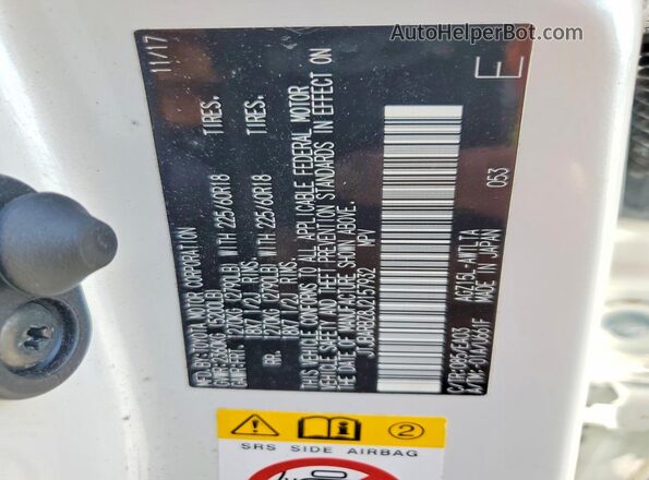 JTJBARBZ8J2157932 2018 LEXUS NX White VIN კოდის სტიკერის ხედი