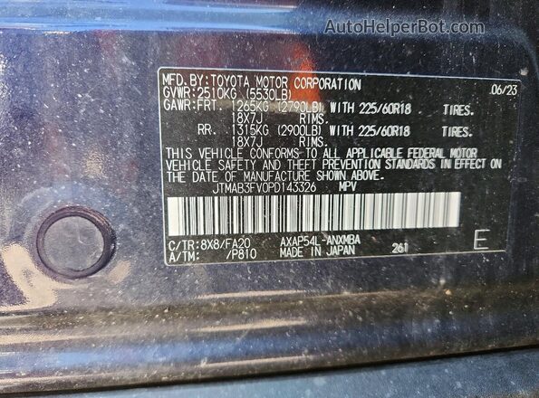 JTMAB3FV0PD143326 2023 TOYOTA RAV4 Blue სალონის 360-გრადუსიანი ხედი