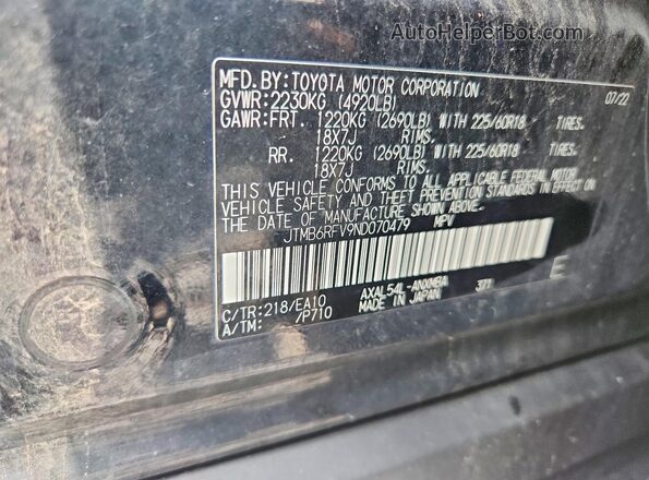 JTMB6RFV9ND070479 2022 TOYOTA RAV4 Черный Вид подкапотного пространства