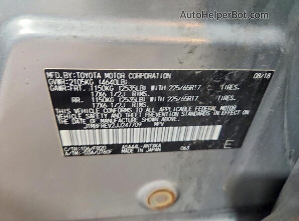 JTMBFREV2JJ247709 2018 TOYOTA RAV4 Gray Vista de la etiqueta del VIN