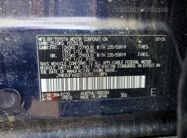 JTMEB3FV4SD276293 2025 TOYOTA RAV4 Синий Вид наклейки с VIN-кодом