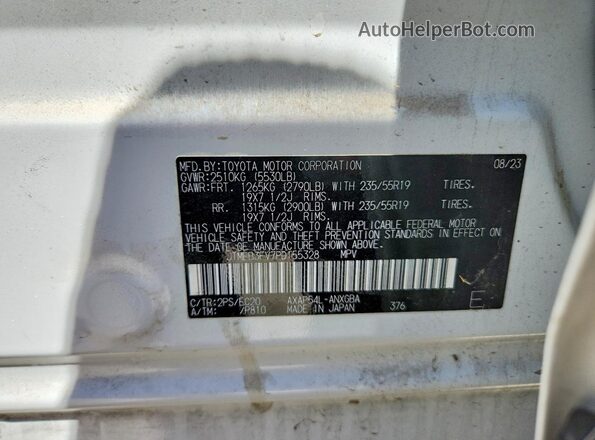 JTMEB3FV7PD155328 2023 TOYOTA RAV4 White VIN sticker view