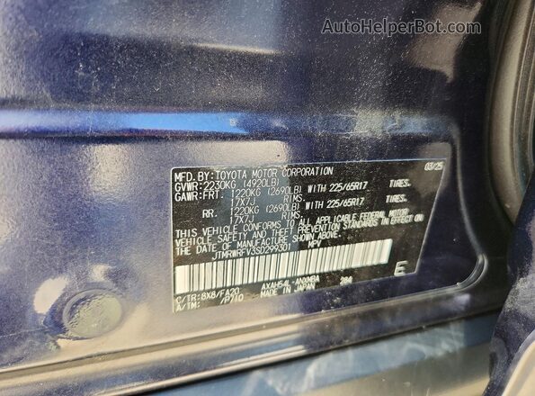 JTMRWRFV3SD299301 2025 TOYOTA RAV4 Blue Vista interior de 360 grados