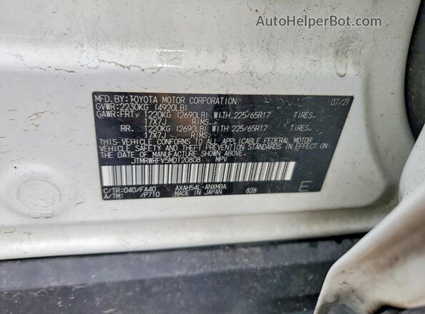 JTMRWRFV5MD120808 2021 TOYOTA RAV4 White Vista de la etiqueta del VIN