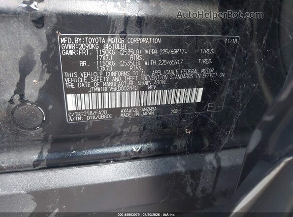 JTMW1RFV5KD002840 2019 TOYOTA RAV4 Black Engine compartment view
