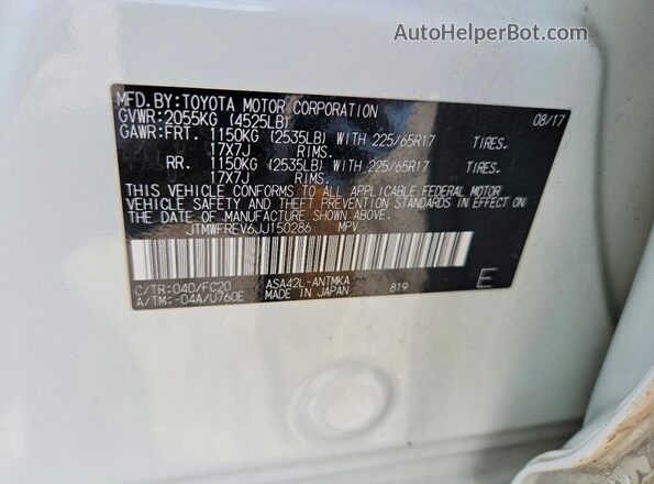 JTMWFREV6JJ150286 2018 TOYOTA RAV4 White Vista interior de 360 grados