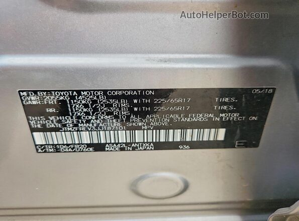 JTMZFREV3JJ187101 2018 TOYOTA RAV4 Silver Engine compartment view