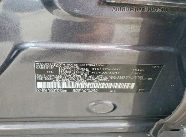 JTMZFREVXJJ160249 2018 TOYOTA RAV4 Gray VIN sticker view