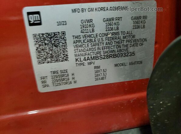 KL4AMBS28RB093235 2024 BUICK ENCORE Оранжевый Вид подкапотного пространства