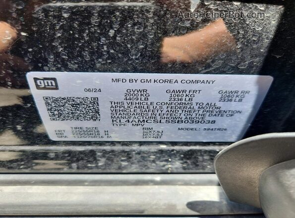 KL4AMCSL5SB039038 2025 BUICK ENCORE Black Vista de la etiqueta del VIN