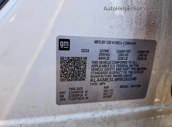 KL4AMESL6RB183140 2024 BUICK ENCORE White Vista interior de 360 grados
