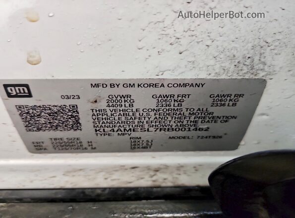 KL4AMESL7RB001462 2024 BUICK ENCORE White Widok wnętrza 360 stopni
