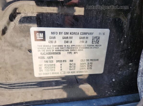 KL4CJASB0HB056836 2017 BUICK ENCORE Black Вид наклейки з VIN-кодом