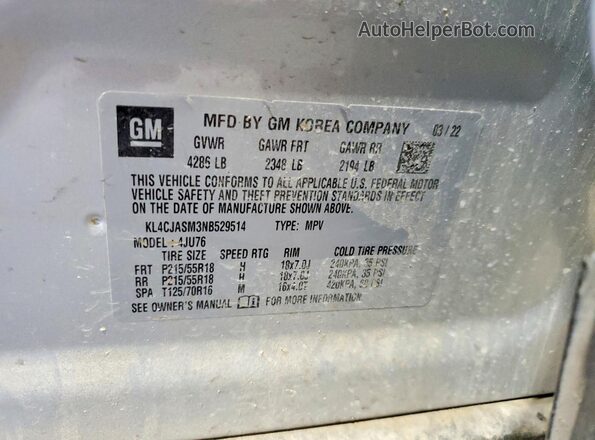 KL4CJASM3NB529514 2022 BUICK ENCORE Silver Vista del compartimento del motor