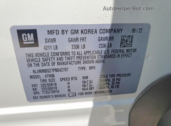 KL4MMBS27PB042707 2023 BUICK ENCORE White 360 interior view