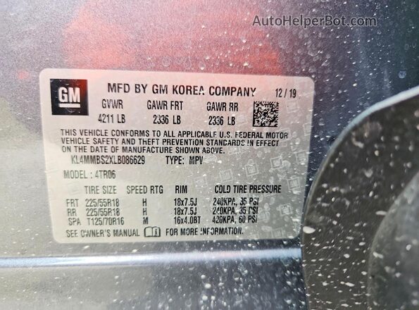 KL4MMBS2XLB086629 2020 BUICK ENCORE Серый Вид подкапотного пространства