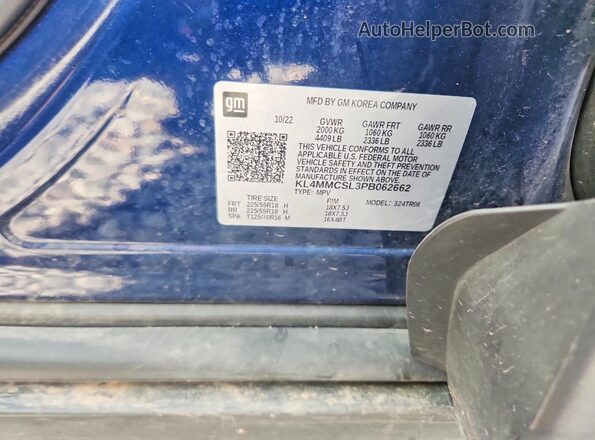 KL4MMCSL3PB062662 2023 BUICK ENCORE Blue Widok naklejki z numerem VIN