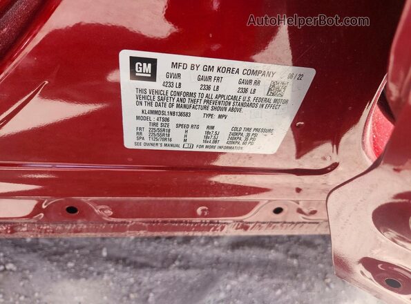 KL4MMDSL1NB136583 2022 BUICK ENCORE Red 360 interior view