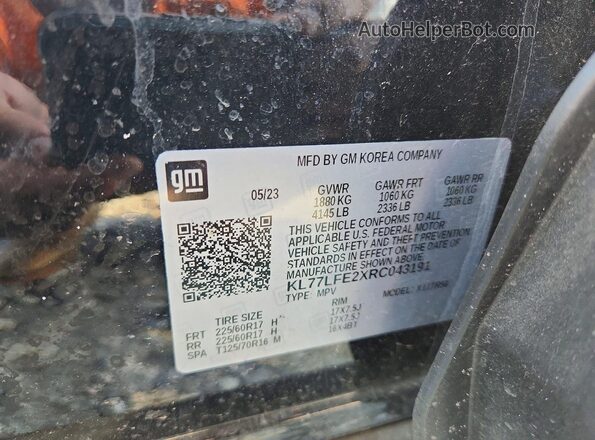 KL77LFE2XRC043191 2024 CHEVROLET TRAX Black Widok naklejki z numerem VIN
