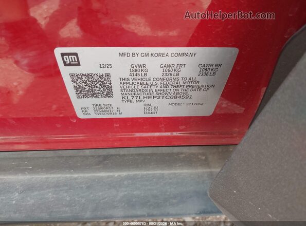 KL77LHEP2TC084591 2026 CHEVROLET TRAX Red ძრავის განყოფილების ხედი