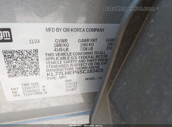 KL77LHEP6SC183428 2025 CHEVROLET TRAX Silver Engine compartment view