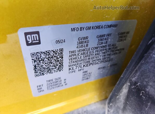 KL77LKEP0SC055683 2025 CHEVROLET TRAX Yellow Շարժիչի բաժամունքի տեսք