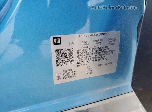 KL77LKEP7SC031171 2025 CHEVROLET TRAX Blue ძრავის განყოფილების ხედი