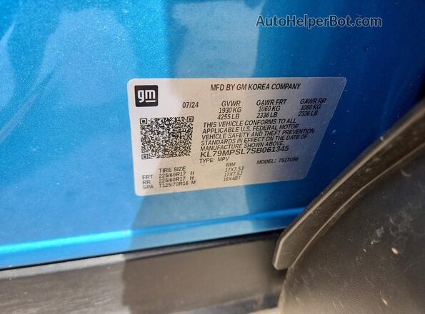 KL79MPSL7SB061345 2025 CHEVROLET TRAILBLAZER Blue Vista interior de 360 grados