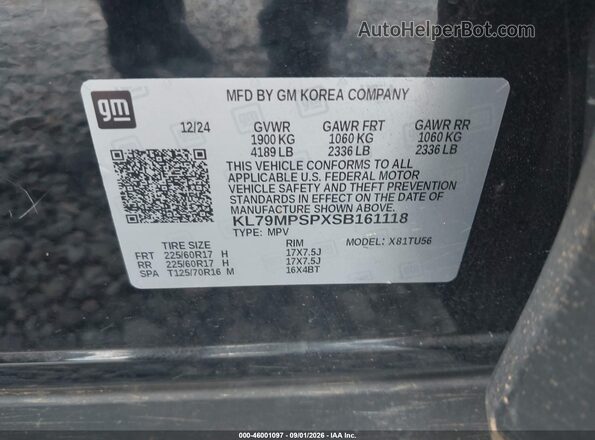 KL79MPSPXSB161118 2025 CHEVROLET TRAILBLAZER Black Вид підкапотного простору