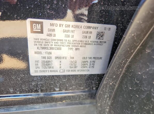 KL79MRSL3MB123600 2021 CHEVROLET TRAILBLAZER Черный Вид подкапотного пространства
