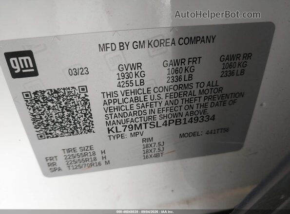 KL79MTSL4PB149334 2023 CHEVROLET TRAILBLAZER Белый Вид подкапотного пространства
