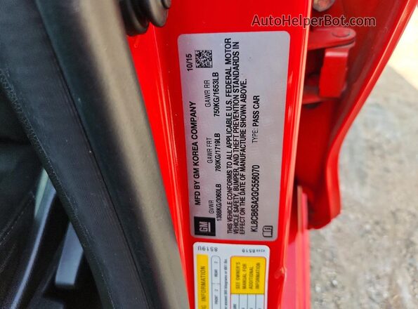 KL8CB6SA2GC556070 2016 CHEVROLET SPARK Red Շարժիչի բաժամունքի տեսք