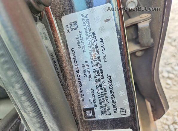 KL8CB6SA3KC808837 2019 CHEVROLET SPARK Black Вид підкапотного простору