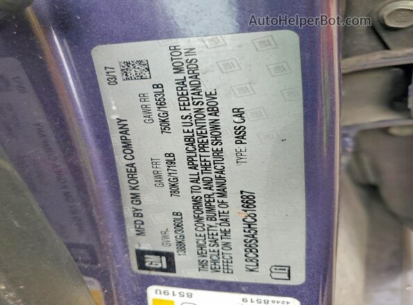 KL8CB6SA5HC816687 2017 CHEVROLET SPARK Purple Engine compartment view