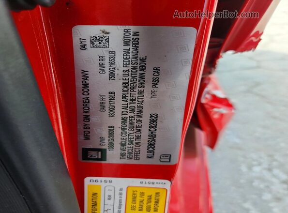 KL8CB6SA8HC829823 2017 CHEVROLET SPARK Red Vista del compartimento del motor