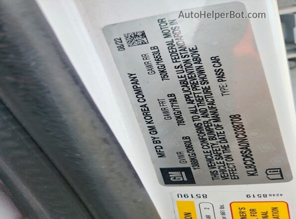 KL8CD6SA0NC038708 2022 CHEVROLET SPARK White Engine compartment view