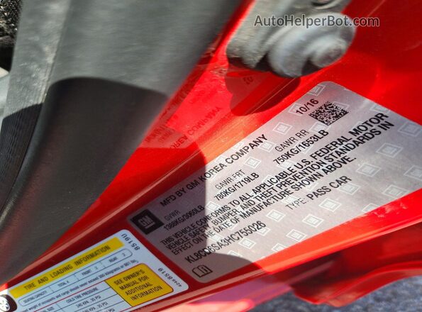 KL8CD6SA3HC755026 2017 CHEVROLET SPARK Red Engine compartment view