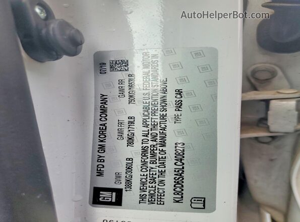 KL8CD6SA5LC408273 2020 CHEVROLET SPARK White Vista del compartimento del motor