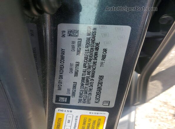 KL8CD6SA8KC801456 2019 CHEVROLET SPARK Charcoal Vista del compartimento del motor