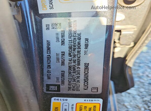 KL8CD6SAXNC036402 2022 CHEVROLET SPARK Gray ძრავის განყოფილების ხედი