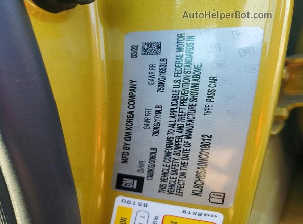 KL8CH6SA0NC018012 2022 CHEVROLET SPARK Green ძრავის განყოფილების ხედი