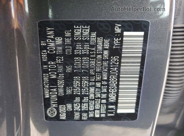 KM8HB3AB8RU041296 2024 HYUNDAI KONA Серый Вид наклейки с VIN-кодом