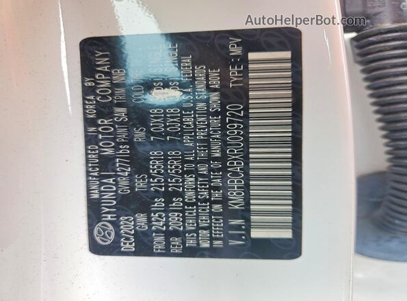 KM8HBCABXRU099720 2024 HYUNDAI KONA White VIN sticker view