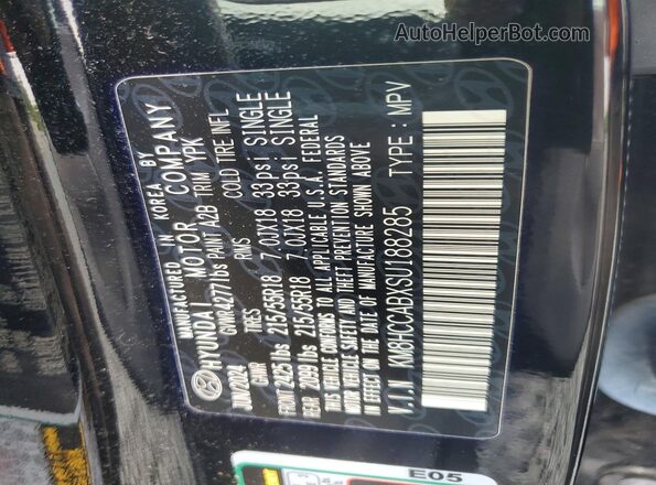 KM8HCCABXSU188285 2025 HYUNDAI KONA Black VIN sticker view