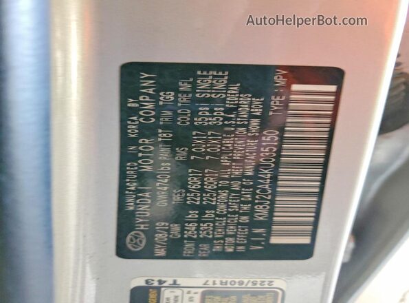 KM8J2CA44KU035150 2019 HYUNDAI TUCSON Серый Вид подкапотного пространства