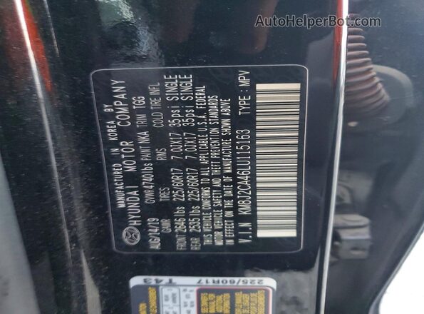 KM8J2CA46LU115163 2020 HYUNDAI TUCSON Black Widok komory silnika