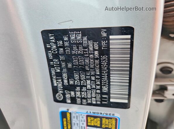 KM8J33A44HU494636 2017 HYUNDAI TUCSON Silver Սալոնի 360 աստիճան տեսք